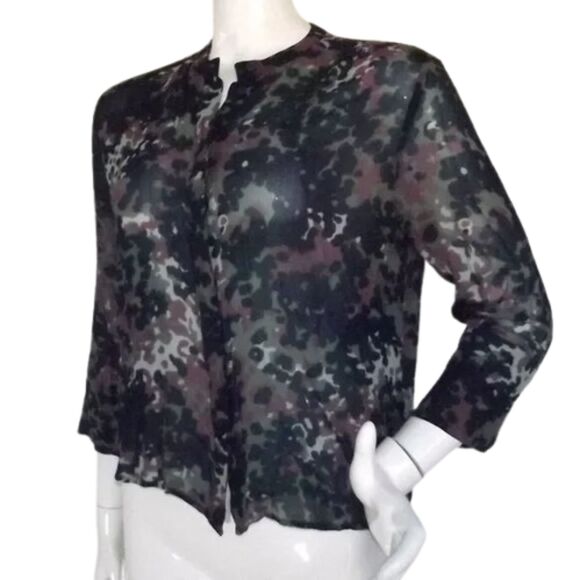SAMSOE SAMSOE Blouse, M, Elm shirt, Camo, Buttons, 3/4 sleeves, Green/Purple - Picture 3 of 13